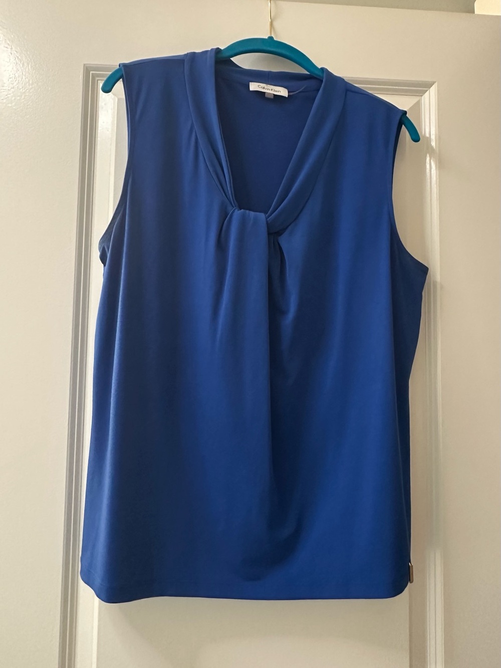 Calvin Klein Sleeveless Tie-Neck Camisole in Blue